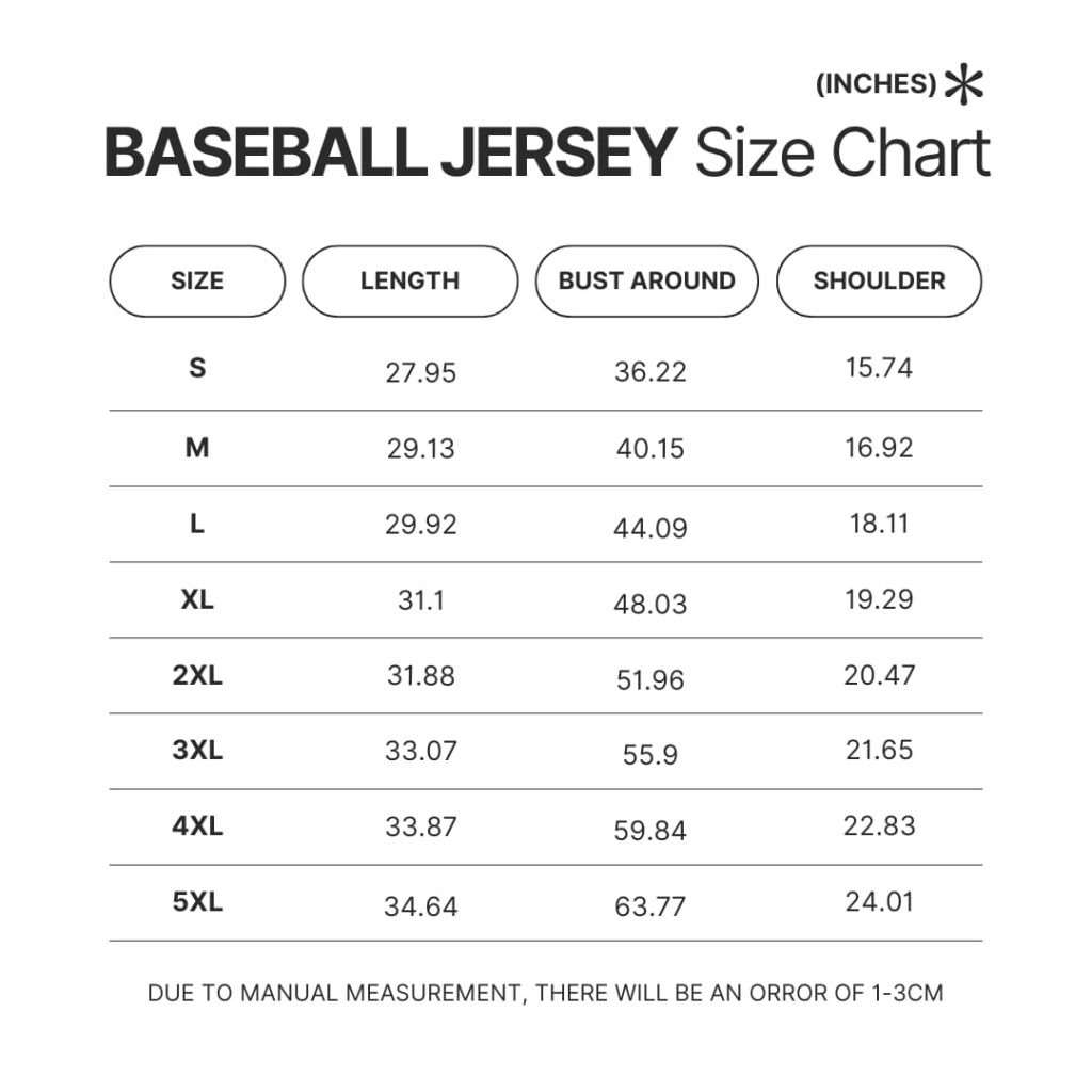 Baseball Jersey Size Chart - Rick And Morty Gifts