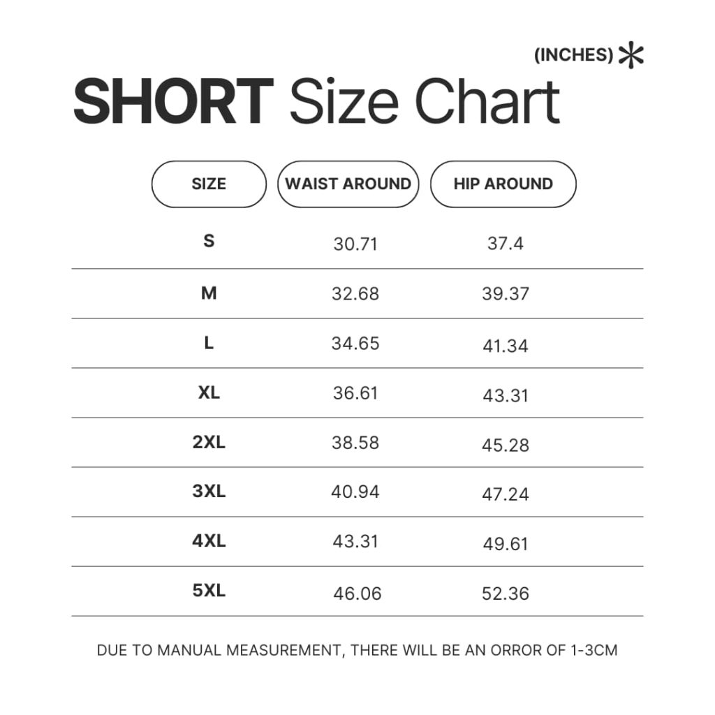 Short Size Chart - Rick And Morty Gifts